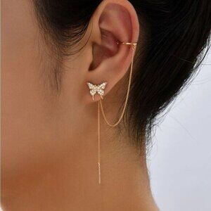 Gold butterfly threader earrings S440